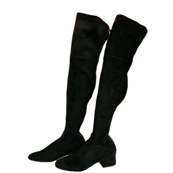 Dolce Vita Black Over-The-Knee Faux Suede Low Square Heel Boots Size 7.5 - Picture 3 of 10